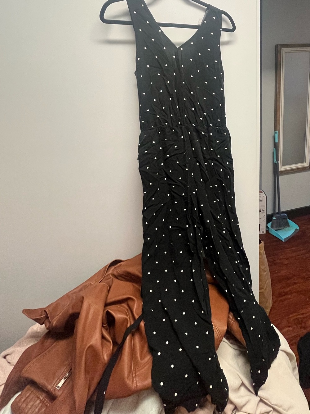Old Navy Black Polka Dot Sleeveless Jumpsuit